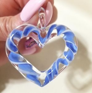 Light blue heart shaped glass pendant